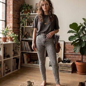 Vintage Acid Wash Black Jeans High Rise Cigarette 90s Size S